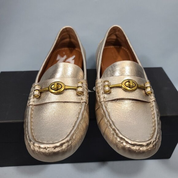 Coach Turnlock Driver Champagne Leather Shoe Women's Size 6B G3162 New - Picture 3 of 10